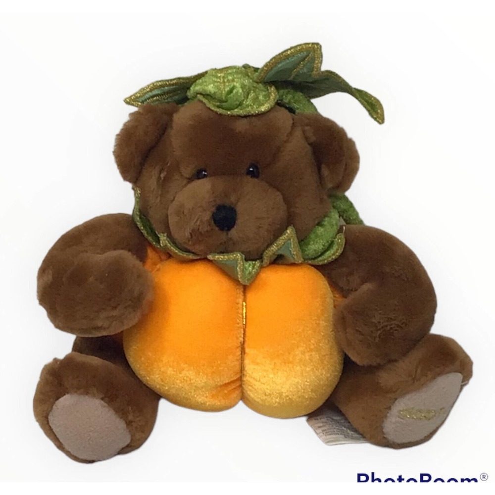 Godiva Brown Bear Pumpkin 8" Plush Halloween Holiday Stuffed Animal Toy